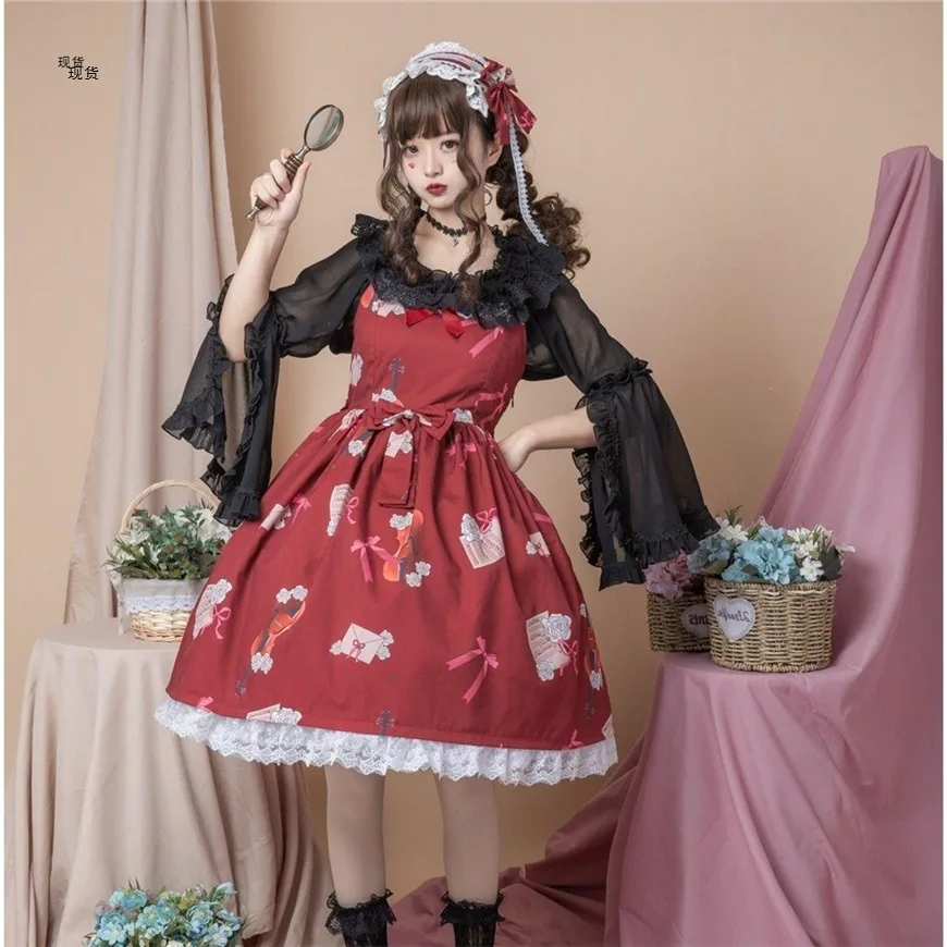 

Jsk Lolita Dress Victorian Princess Kawaii Print Tea Party Vintage Soft Sister Loli Suspender Baby Doll Dress for Woman Y2k