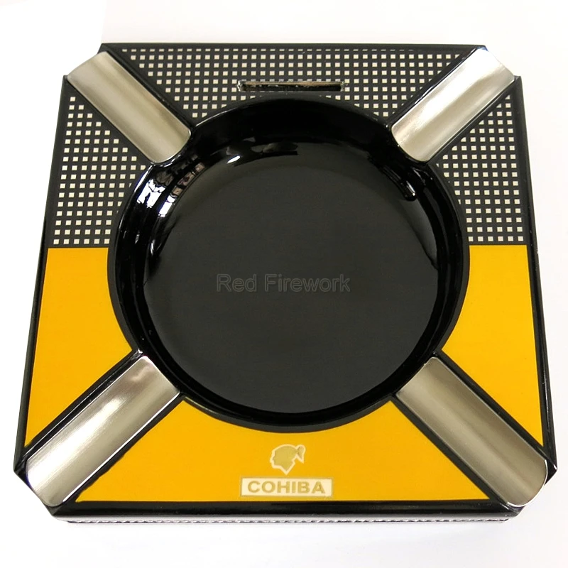 Cohiba квадратная съемная чаша Противоскользящий резак домашний 4 сигары держатель металлический 4 слота сигарета сигары для автомобиля пепельница