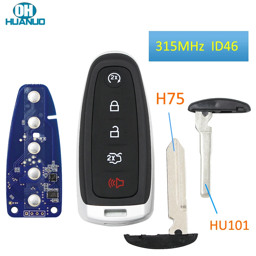 4 кнопки Smart Remote Start Prox брелок передатчик для Ford 315MHz ID46 чип FCC: M3N5WY8609 с H75 HU101