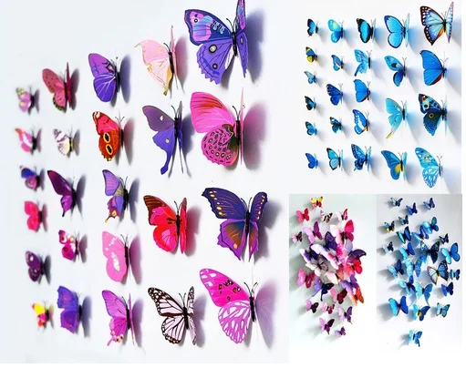 12 шт./лот 3D наклейки на стену сделай сам в виде бабочки домашний декор для