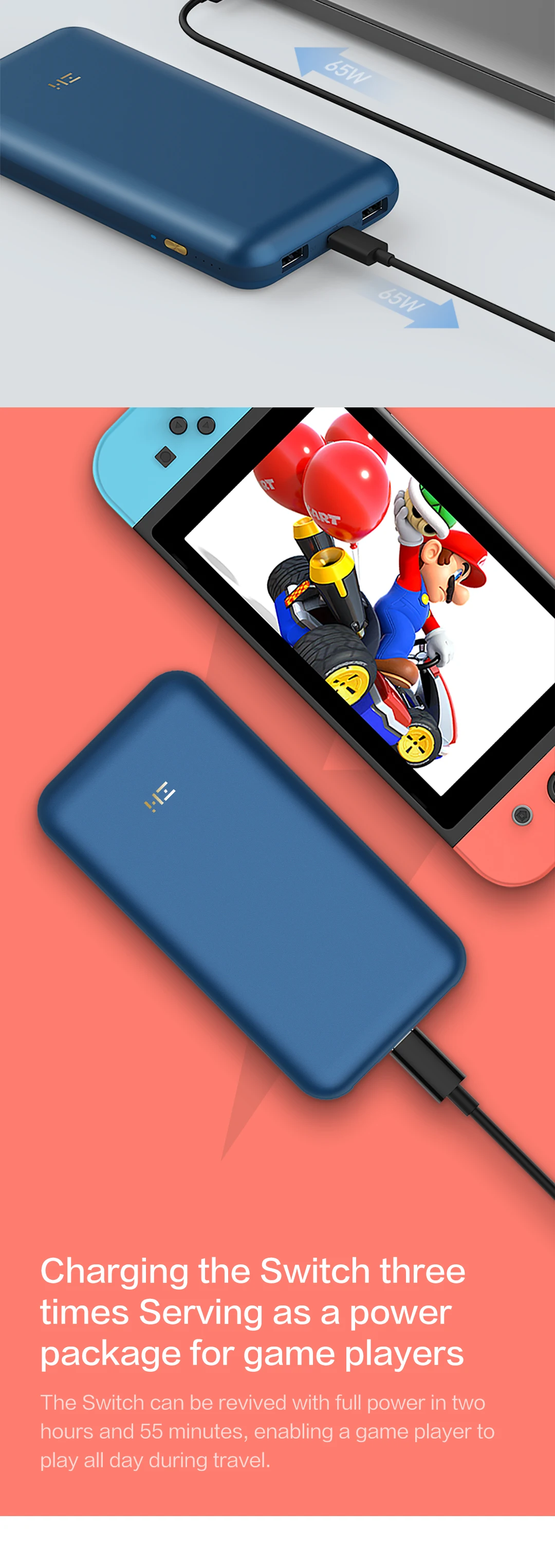 ZMI QB823 65 Вт 20000 мАч PRO power Bank QC 3,0 Быстрая зарядка для ноутбука для Xiaomi Mi 9 для iPhone 11 для переключателя