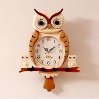 Creative cute student children bedroom cartoon owl wall clock