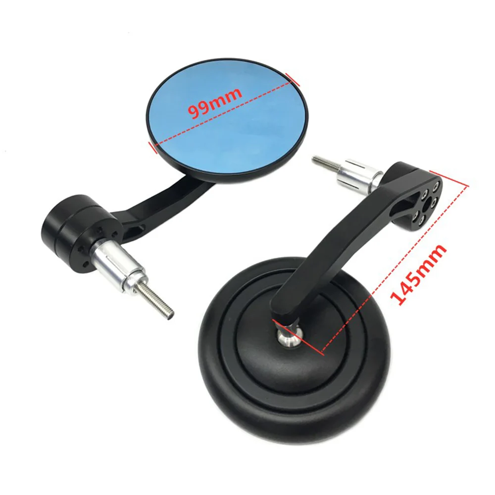 

1 Pair 7/8" Inch 22mm CNC Aluminum Motorcycle Handlebar Bar End Rear View Side Mirrors blue Lens Rearview Mirror Universal