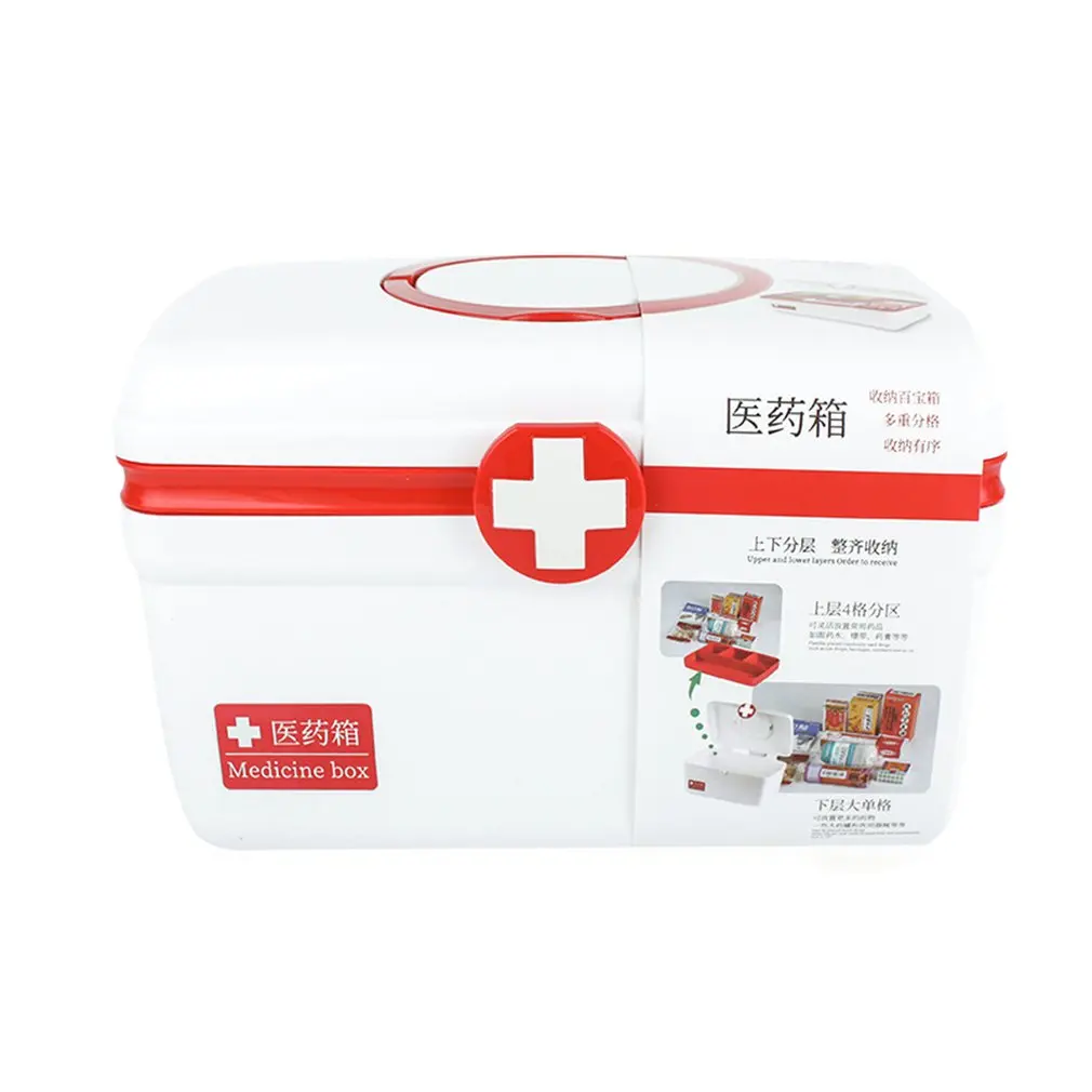 

Medicine Cabinet Household Two Layer Large Capacity Portable Medical Care Home Medical Storage Box Medicine Chest First Aid Kit