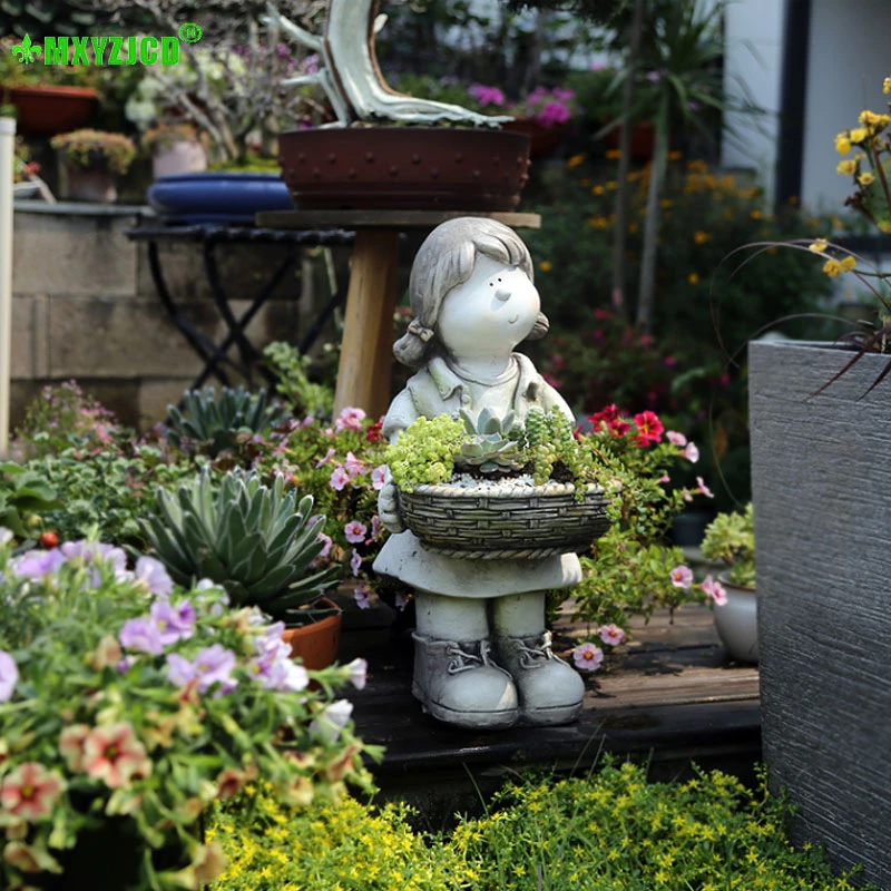 Суккулентный горшок для растений маленьких девочек цветочный скульптура с