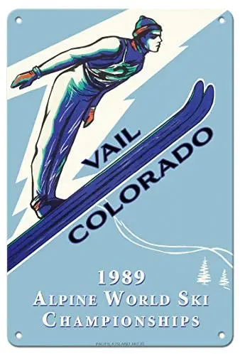 

Vail Colorado USA - 1989 Alpine World Ski Championships - Ski Jump by Leonid Tutrumov c.1989 Metal Tin Sign
