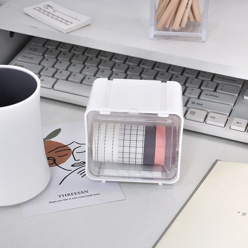 

Square Tape Storage Box Masking Tape Dispenser School Office Stationery Tape Holder Desktop Tape Storage Organizer Home Supplies