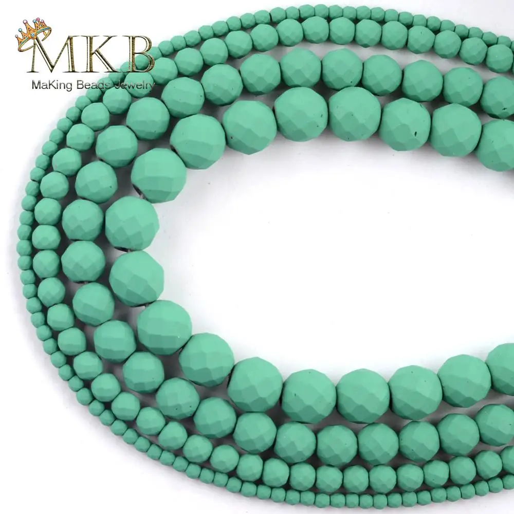 Натуральный зеленый камень гематит матовой резины бусины Свободные граненые для