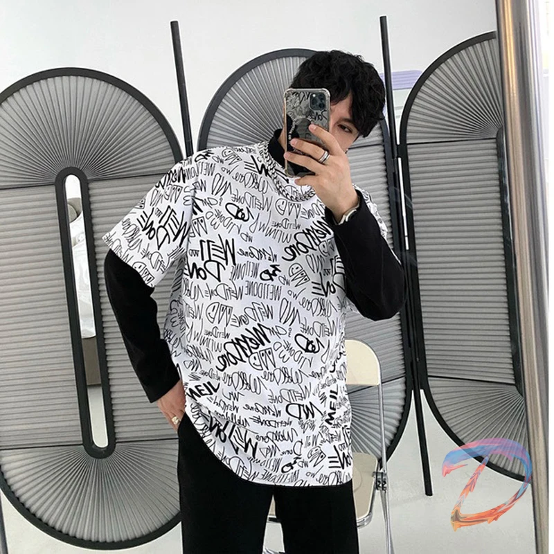 

Oversize We11done T-shirts High Quality Full-printed Letters Graffiti Round Neck Short Sleeve Men Women Welldone Casual Tshirts