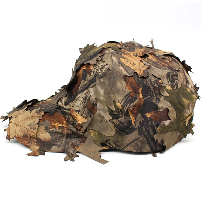 

3D Bionic Camouflage Hat Outdoor Hunting Cap Jungle Forest Hiding Blind Leaves Sniper Hat Fishing Hat Bird Watching Camo Cap