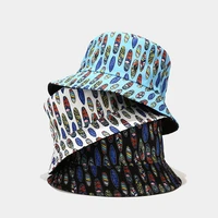 2021 european and american new street trend cartoon scooter pattern basin hat men women outdoor outing sun cap fisherman hat