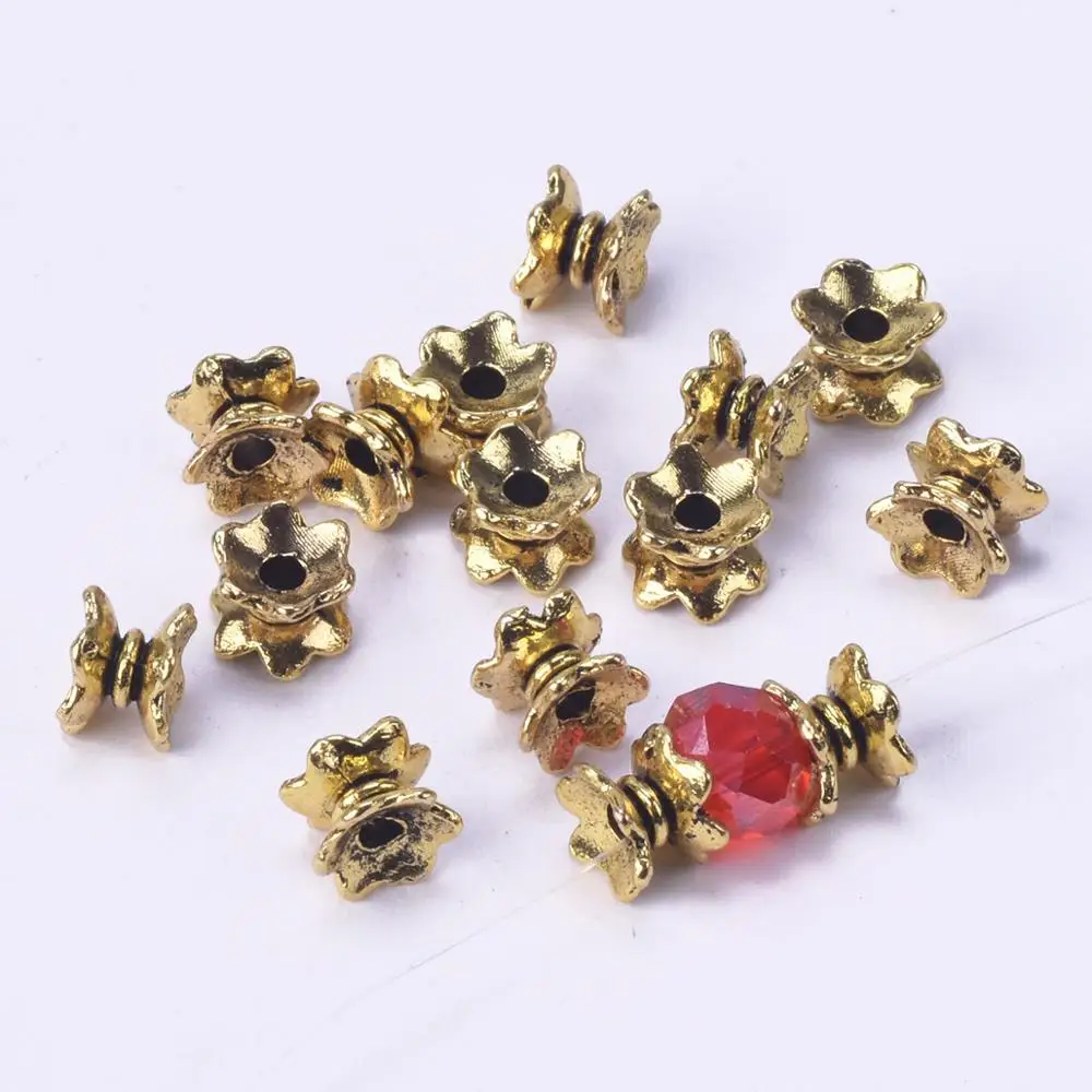 

50pcs Antique Gold Color 7x4mm Metal Loose Spacer Beads Lot For Jewelry Making DIY Crafts Findings
