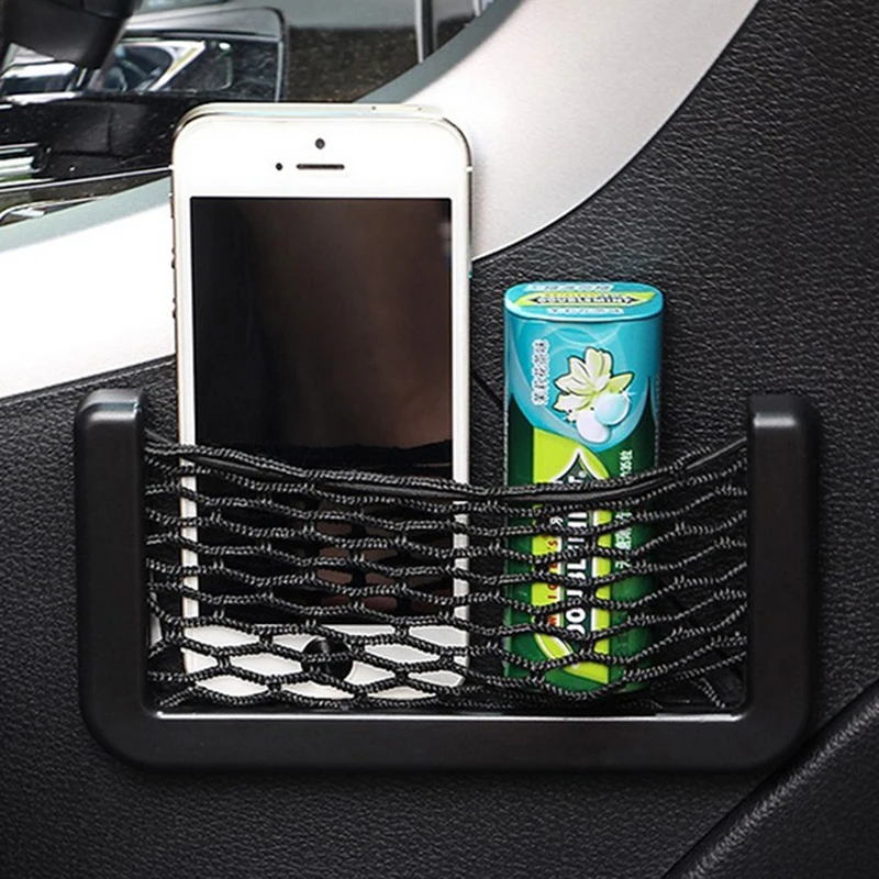 iksnail universal car storage mesh car dashboard storage net bag phone holder organizer sticker pocket cage auto accessories free global shipping