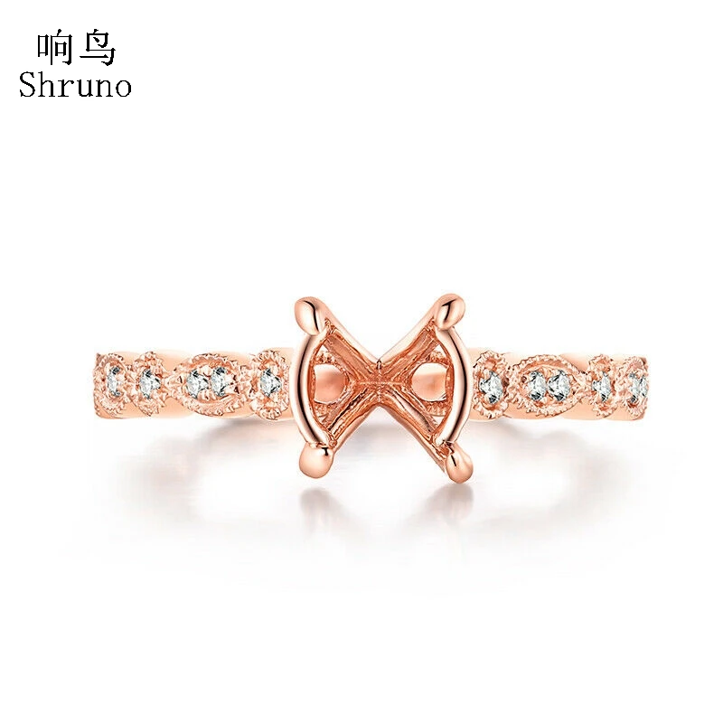 Shruno Круглый 7 мм до 8 Овальный 9x7 Твердый 14 к розовое золото натуральные бриллианты