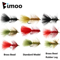 bimoo 5pcs woolly bugger streamers fly brass head rubber legs fishing flies pike bass rainbow trout fishing lures red black