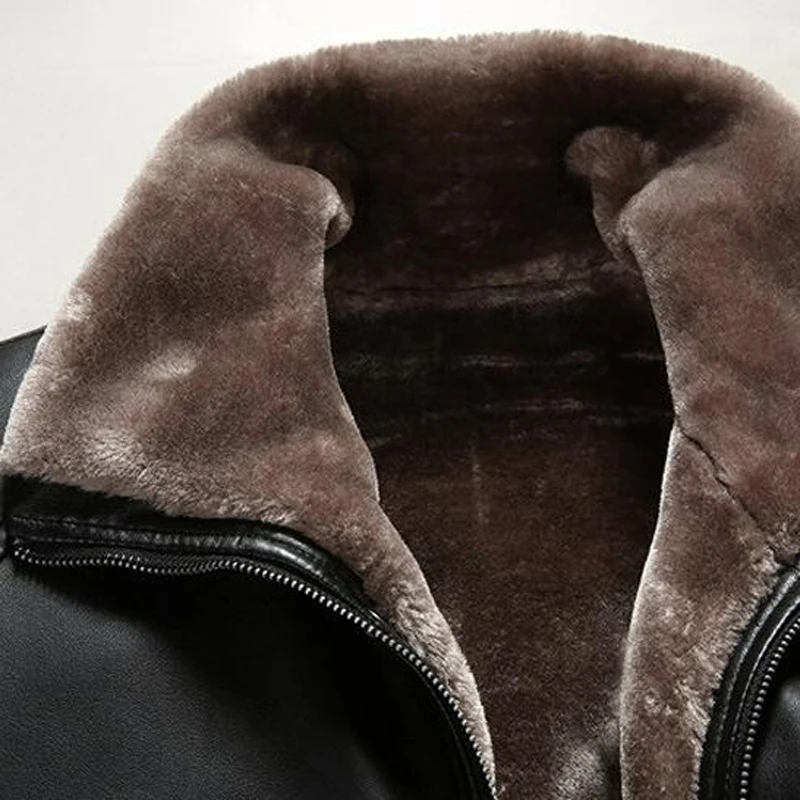 Мужская теплая кожаная куртка на осень и зиму бархатная брендовая одежда в