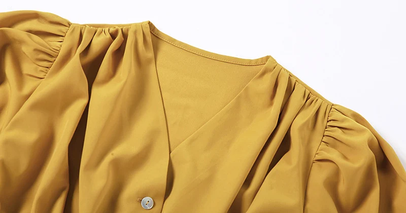 Tingfly Elegant Lantern Long sleeve Casual Blouse Women Sexy female Crop Top Lady Holiday Chic V neck blouse ZA women Clothes |