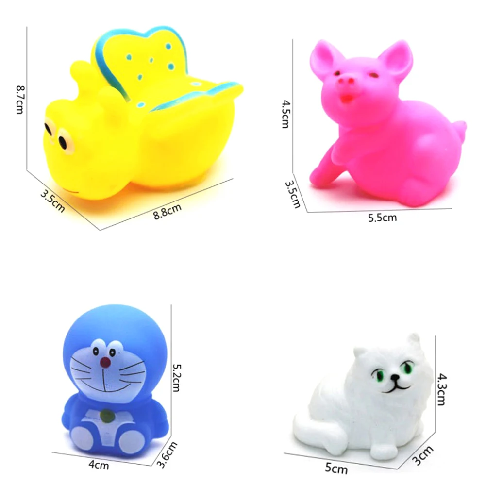 

13pcs Baby Cute Animals Bath Toy Swimming Water Toys Squeezing Toys Baby Bathing Toys Mesh Bag Packed Random Delivered