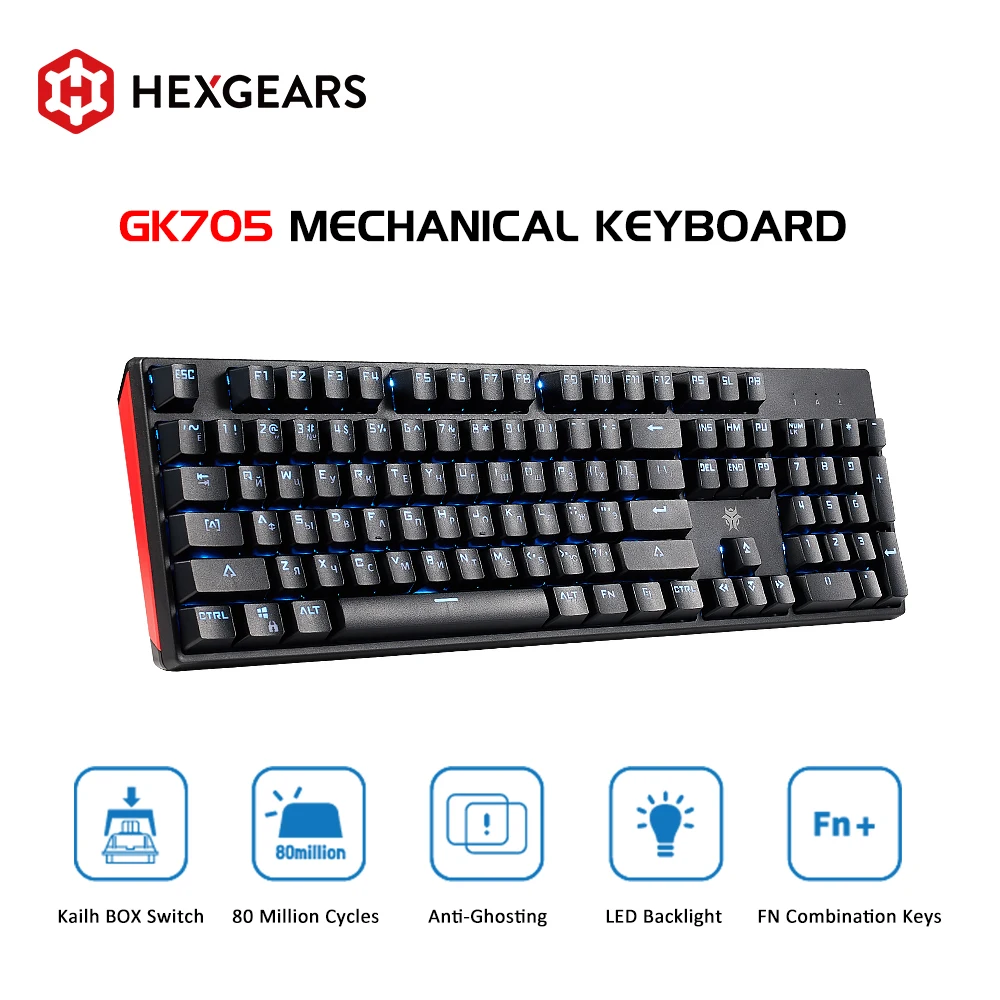 Profissional para Tablet Hexgears Teclado Mecânico Russo Keycap 108 Chave Kailh Interruptor Quente Gamer Desktop Gk705