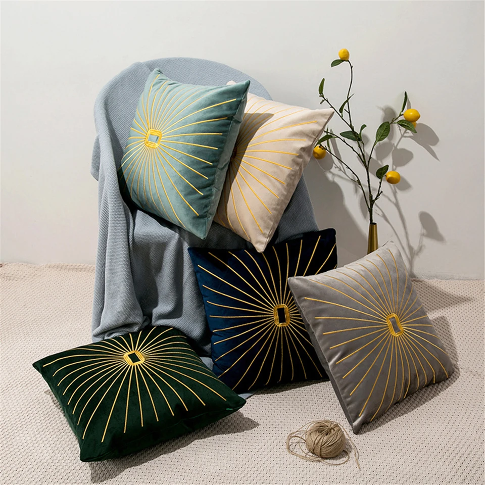 Наволочки из плотного бархата с вышивкой от солнца наволочки для дома