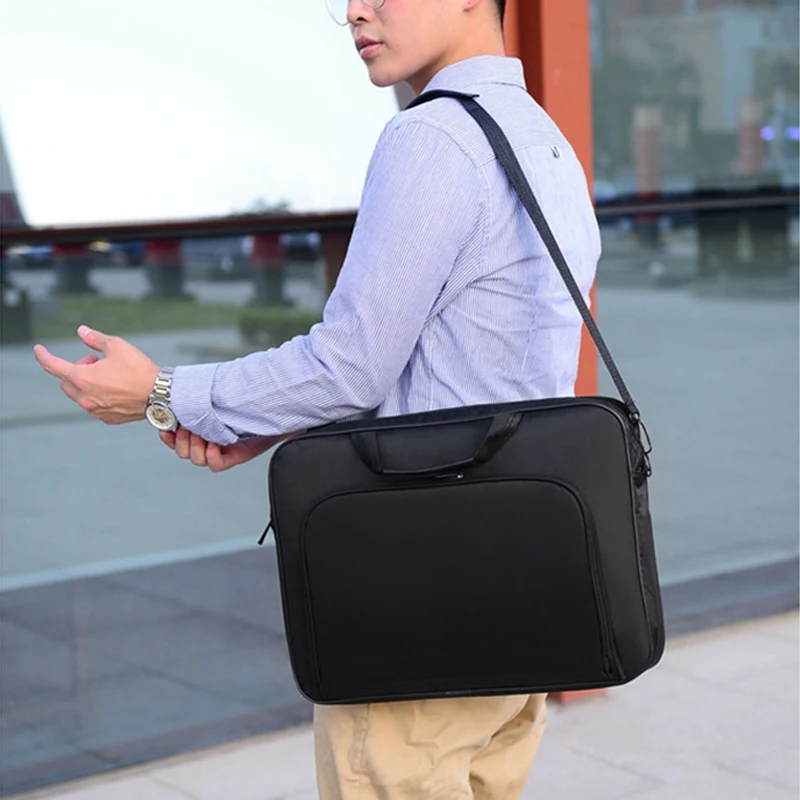 Men 15 17 Inch Laptop Bags Male Business Office Handbags Black Nylon Shoulder Bag Casual Briefcase Document Storage Bag XA223M