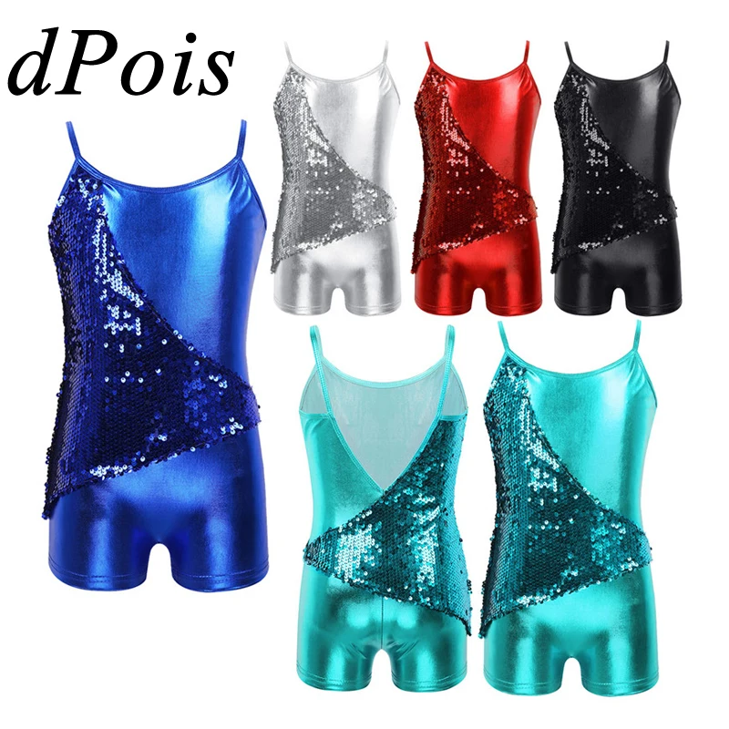 Детская блестящая танцевальная одежда с блестками для девочек в стиле хип хоп