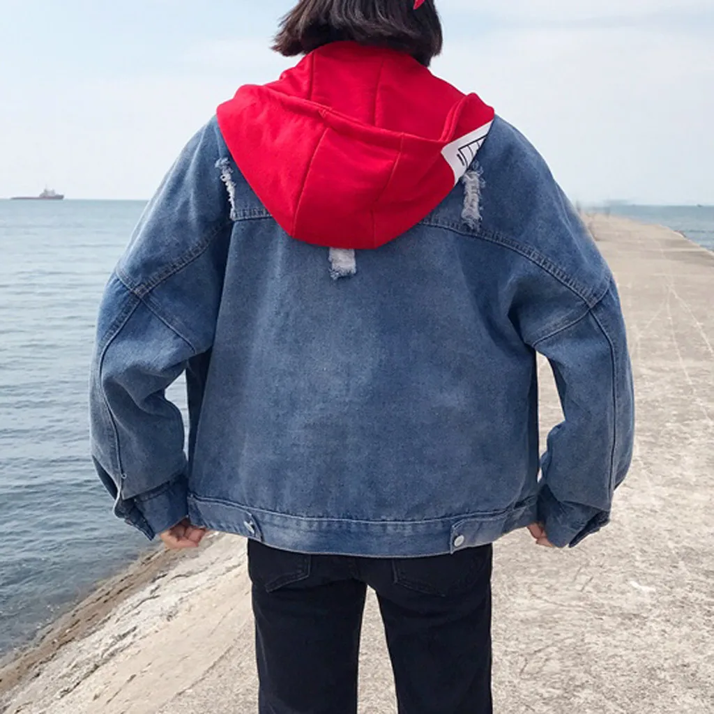 Женская джинсовая куртка FREE OSTRICH модная Повседневная Свободная с длинными