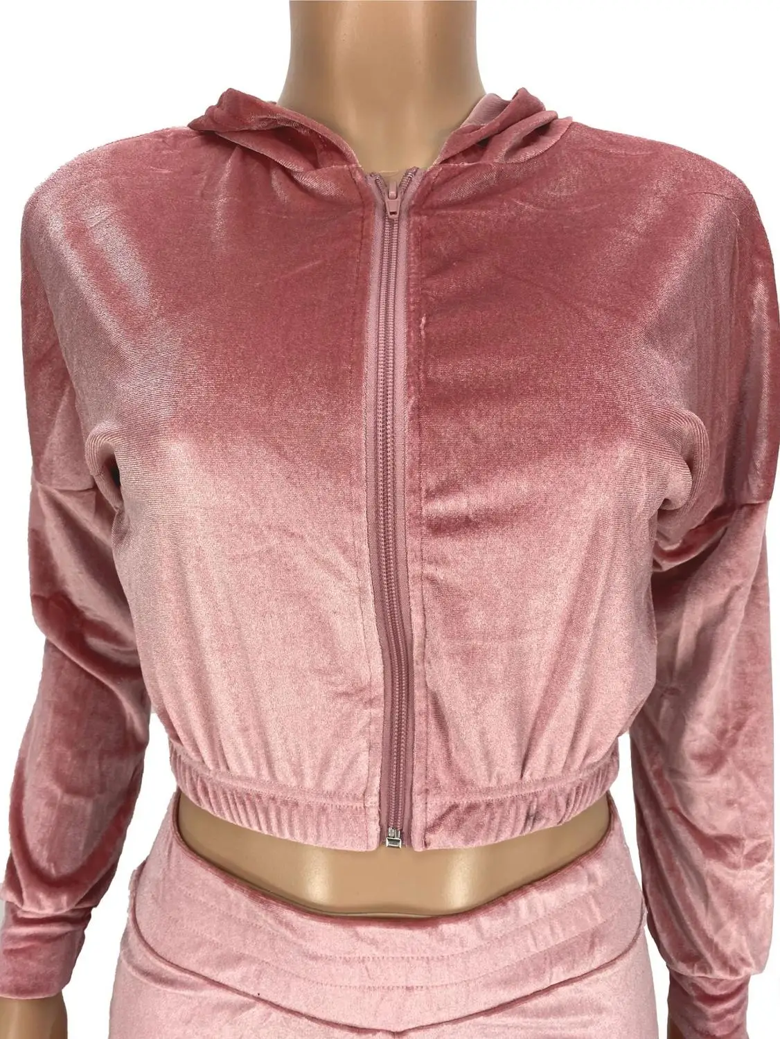 

Autumn Winter Velvet Tracksuit Women Sets Lounege wear Zipper Long Sleeve Crop Top with Wide Leg Pants Two Piece Set Outfits