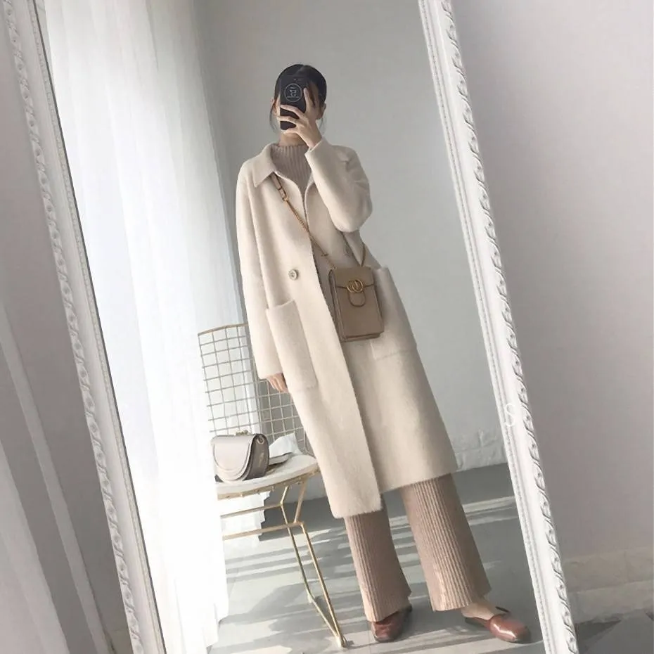 

Женская куртка в Корейском стиле, элегантная длинная теплая офисная куртка из смешанной шерсти, модель JK3123 на осень и зиму, 2019