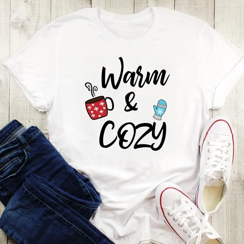 

Women Holiday Cute 90s Style T Shirt Print Tops New Year Merry Christmas Season Female T-Shirt Winter 2022 Clothing Graphic Tees