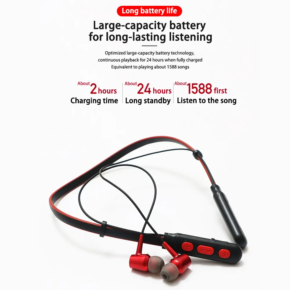 Bluetooth-гарнитура с шейным креплением 5 0 стерео беспроводная Спортивная длинная в