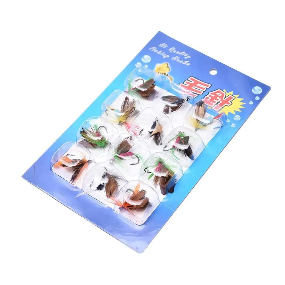 

12 Hair Needles Imitation Butterfly Fly Hook Set Fly Crank Tool Fishing Hook Bait Sharpened Fake Insect Fishing Bait Lure Y3D8