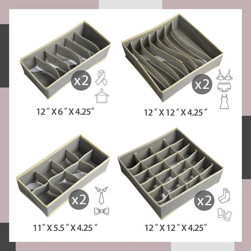 

AA Foldable Underwear Bra Organizer Storage Box Drawer Closet Organizers Divider Boxes For Underwear Scarves Socks Bra Ties