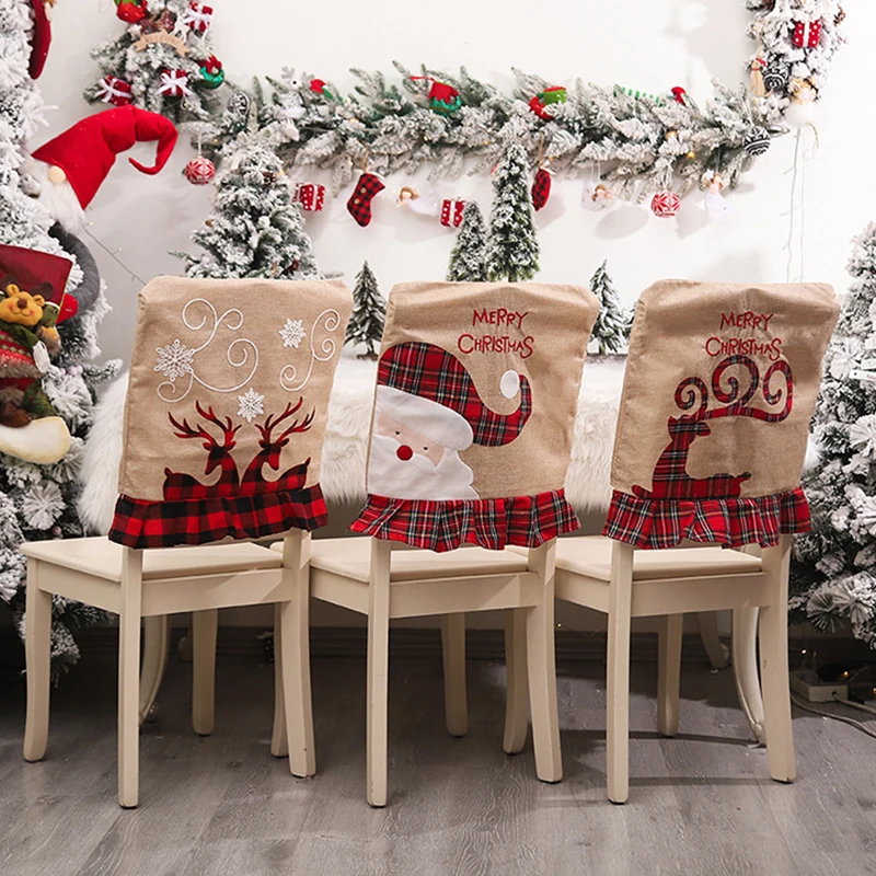 

New Christmas Decoration Linen Cartoon Cute Faceless Old Man Chair Cover Christmas Gift Home Dress Up