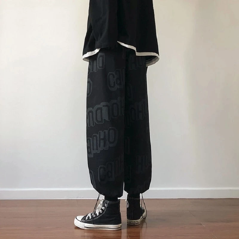 

2021 Fashion Harajuku Wide Leg Pants Women Korean Trendy Women's Sweatpants Hip Hop Print Jogging Pants Long Pants