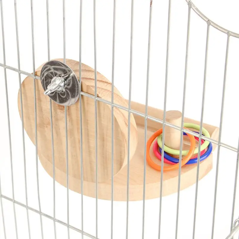 

K3NA Bird Stand Perch with Mirror Parrot Cage Wood Intelligence Training Chew Toy for Parakeet Cockatiels Conure Finch