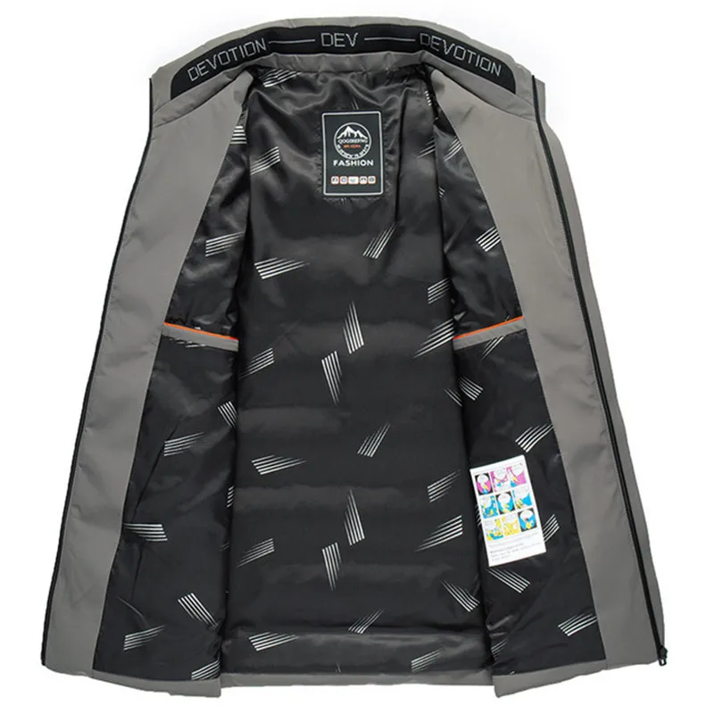 

New Men's Winter Coat Fashion Stand Collar Warm Thicken White Duck Down Jacket Men Parka