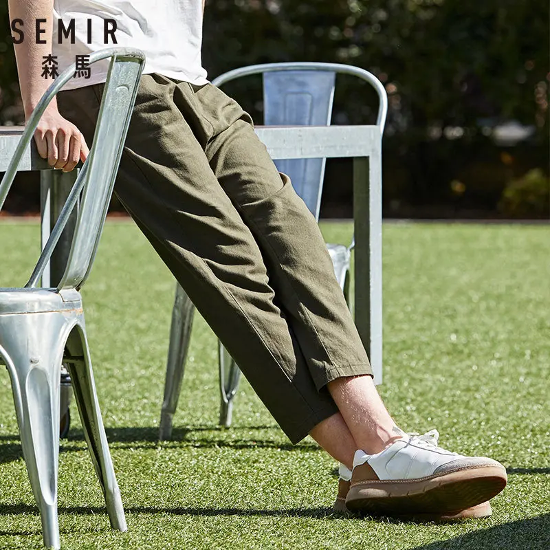 Мужские повседневные брюки SEMIR синие свободные в Корейском стиле узкие для