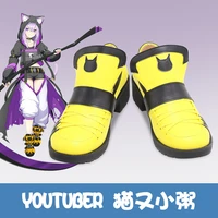 hololive youtuber nekomata okayu cosplay shoes boots wig cosplay short purple synthetic hair halloween party props
