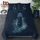 Комплект постельного белья BeddingOutlet с изображением маяков, пододеяльник в морском стиле, постельное белье в виде шторма, 3 предмета, темно-синий цвет, морской тематика, домашний текстиль, Прямая поставка