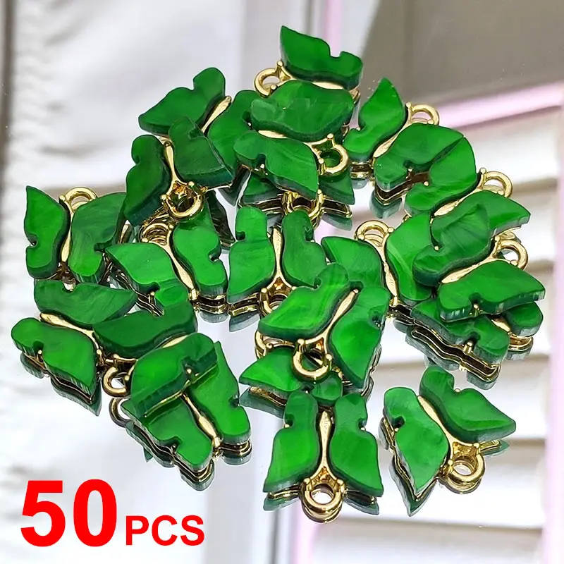 

50Pcs/lot Multicolor Shiny Acrylic Butterfly Charms Pendant For Necklace Earring Resin Small Pendants For DIY Jewelry Accessory