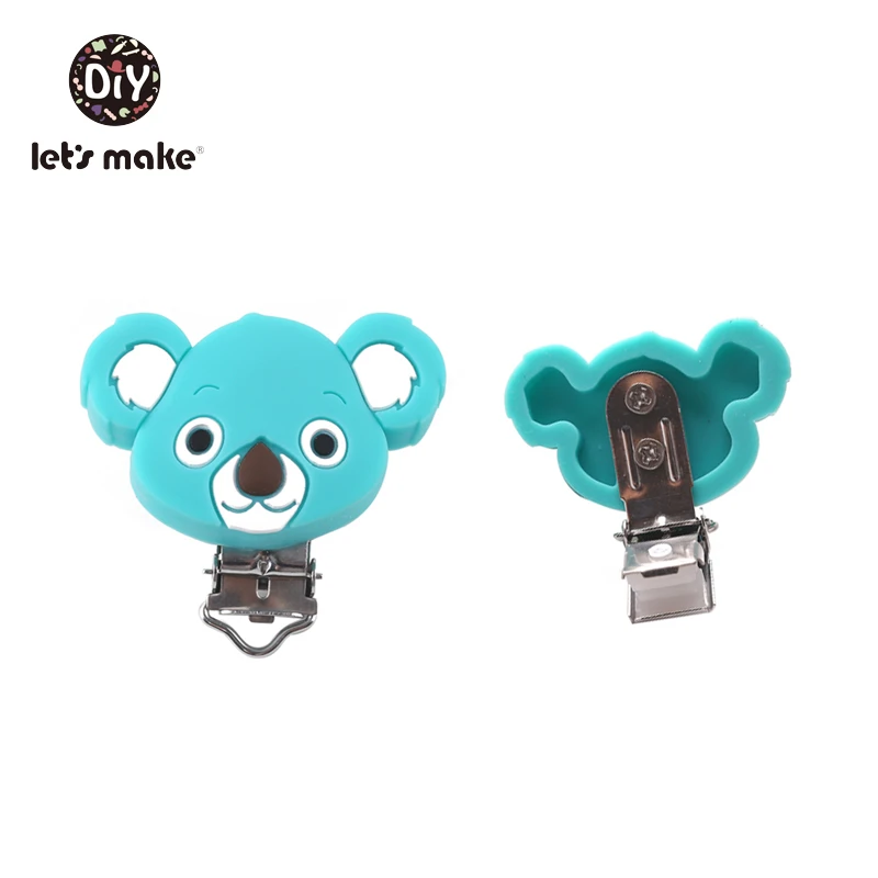 Koala Turquoise Let's make/1 шт. силиконовый Прорезыватель для зубов, зажимы для соски, жемчужные силиконовые бусины, круглая звезда, зажимы для пустышки, уход за зубами, Детские аксессуары - Цвет: Koala Turquoise