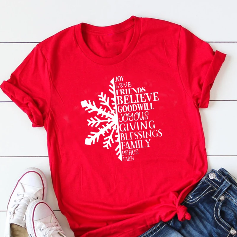 

Футболка с графическим рисунком снежинки Tumblr, модная одежда, повседневная футболка с круглым вырезом, хипстерские рождественские празднич...