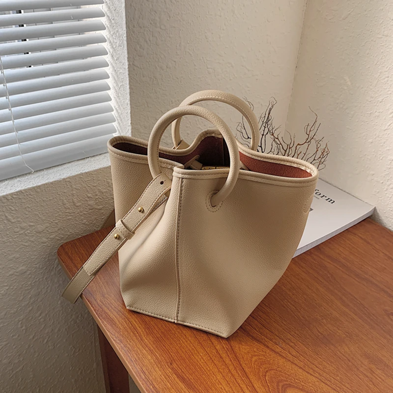 

Luxury 2 Pcs/Set Circular Handle Bucket Purses And Handbags For Women Brand Designer Small Tote Ladies Shoulder Crossbody Bags