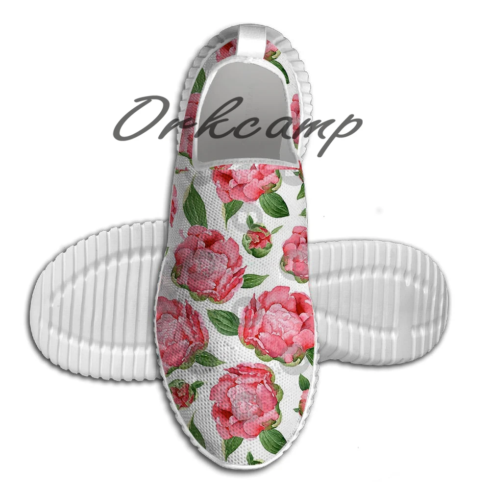 

Sport Running Shoes Watercolor Peonies Light Weight Walking Shoes Breathable Mesh Yoga Shoes