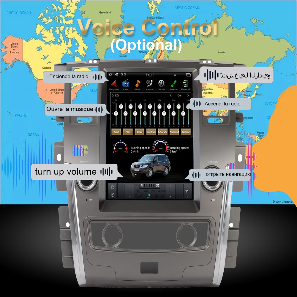 Android 9.0 Tesla Style Vertical Car GPS Nagavition for NISSAN PATROL 2010- Radio Stereo Multimedia Player with Bluetooth WiFi | Автомобили