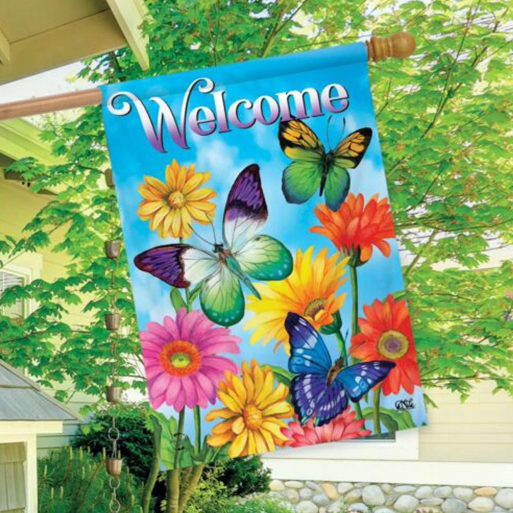 

Баннер садовый с бабочками, весенний баннер, украшение для праздника, 28 х40 дюймов