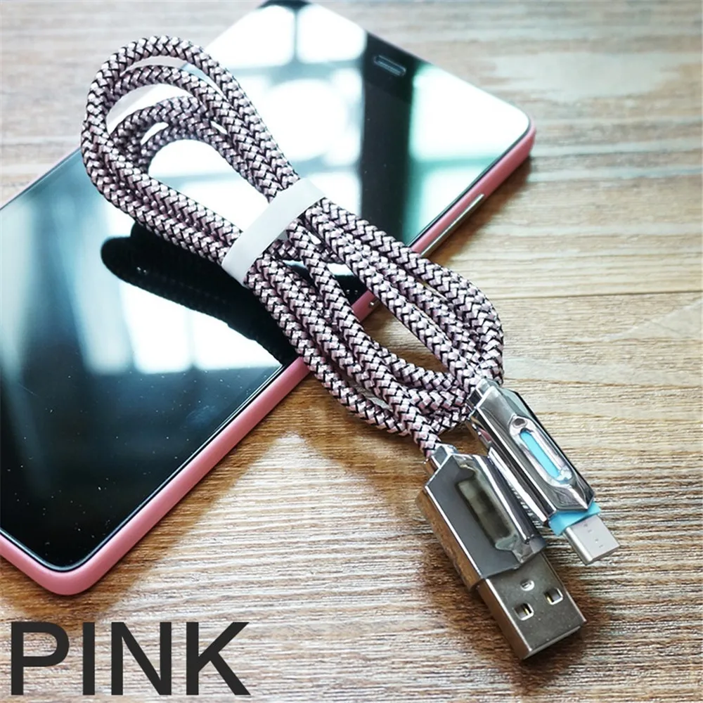 Светодиодный кабель usb type-C для Xiaomi Redmi Note 7 Mi9 кабель USB C для быстрой зарядки и синхронизации данных для samsung Galaxy S10 S9 Oneplus 6t type-C - Цвет: Pink