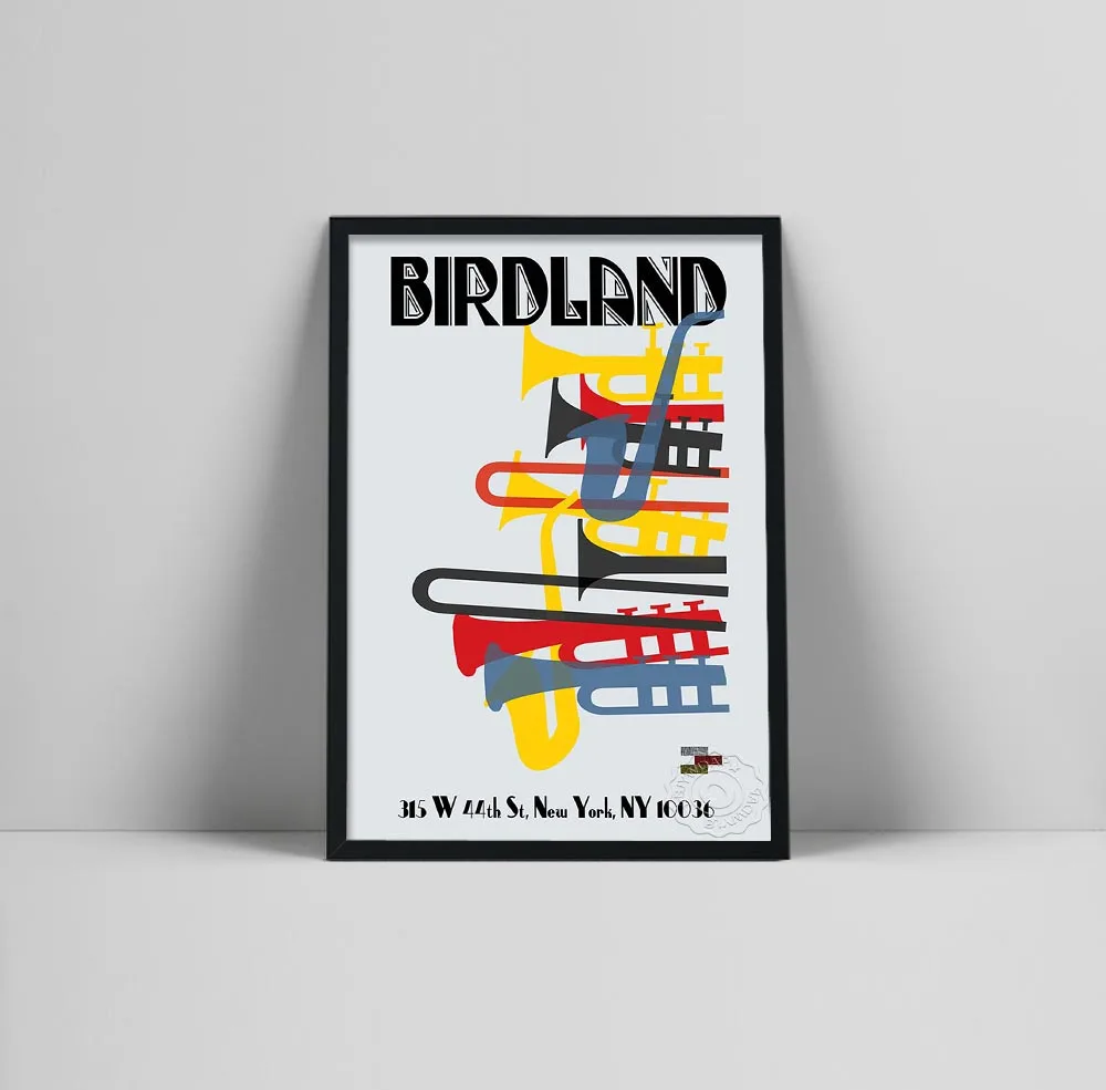 

Modern Wall Art Poster Print New York Birdland Jazz Music Canvas Decorative Painting Colourful Wall Picture For Living Room