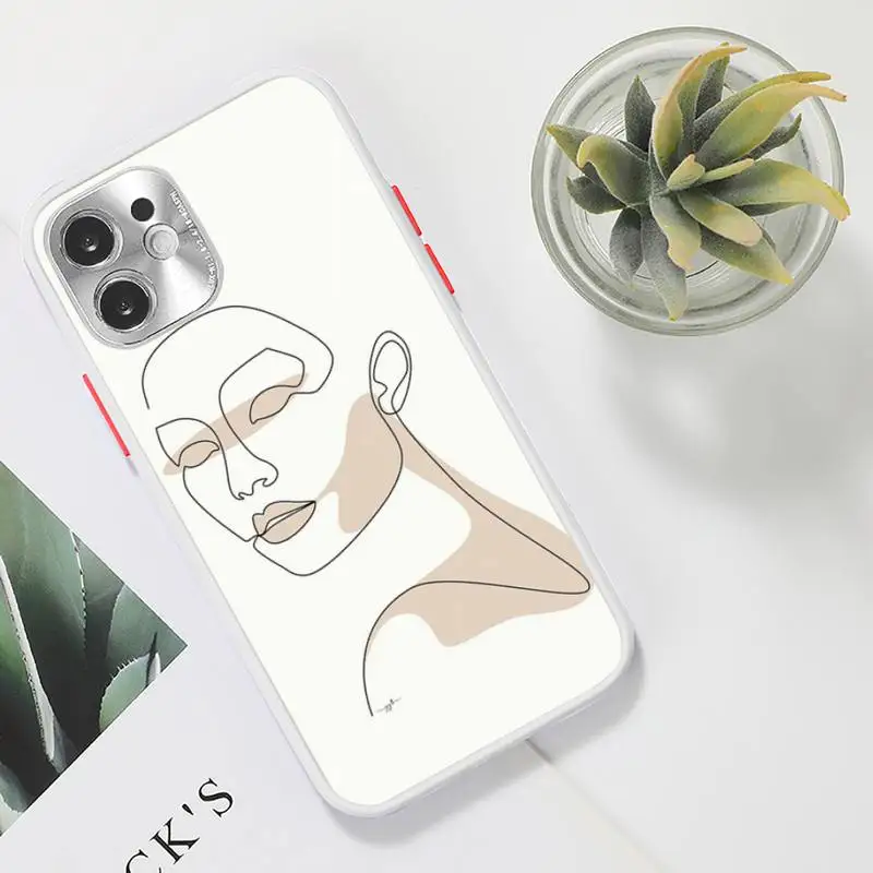 

Abstract line art Phone Case Clear matte transparent For white iPhone 7 8 x xs xr 11 12 pro plus max mini Funda